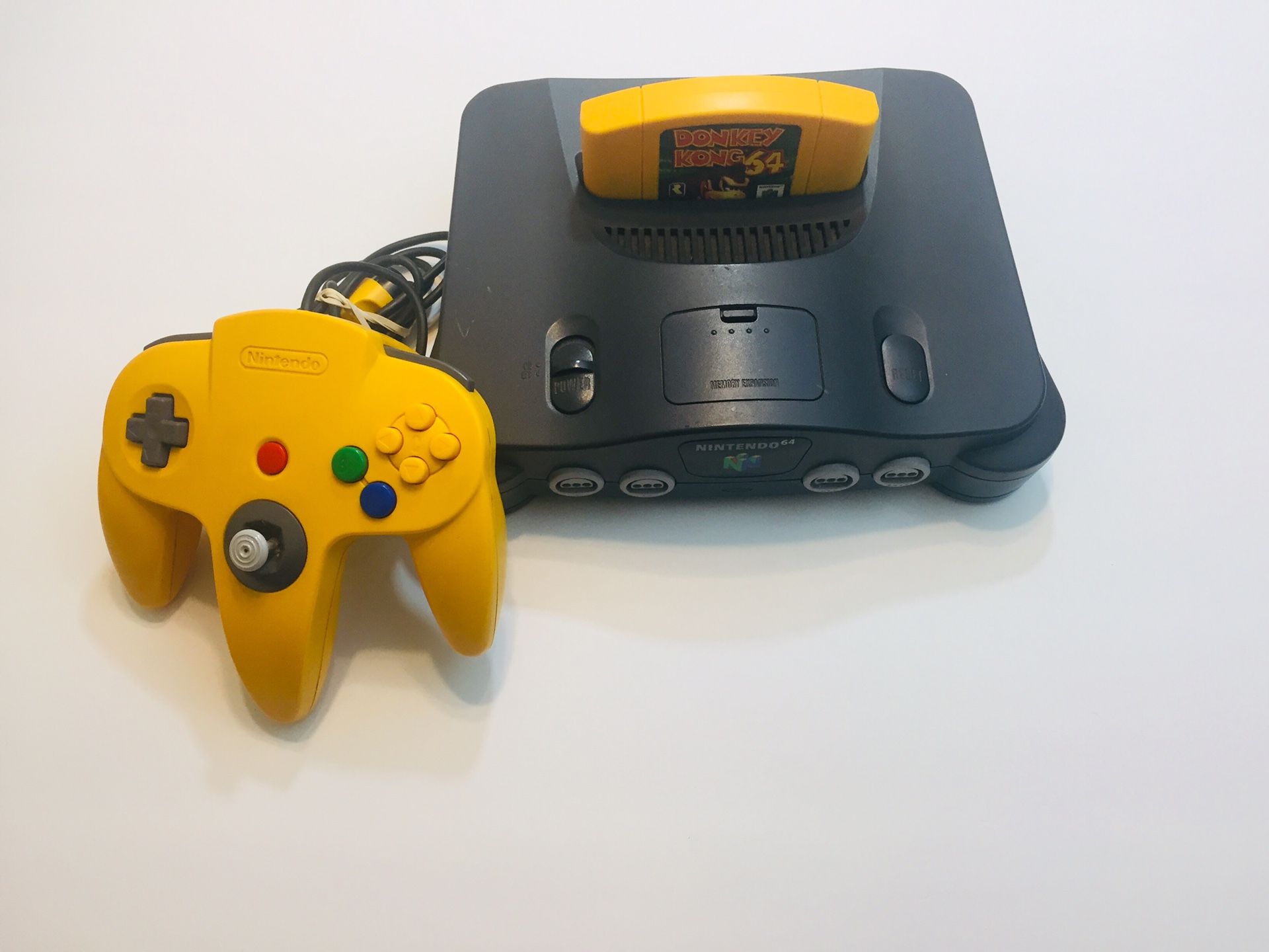 Nintendo 64 with banana controller and game