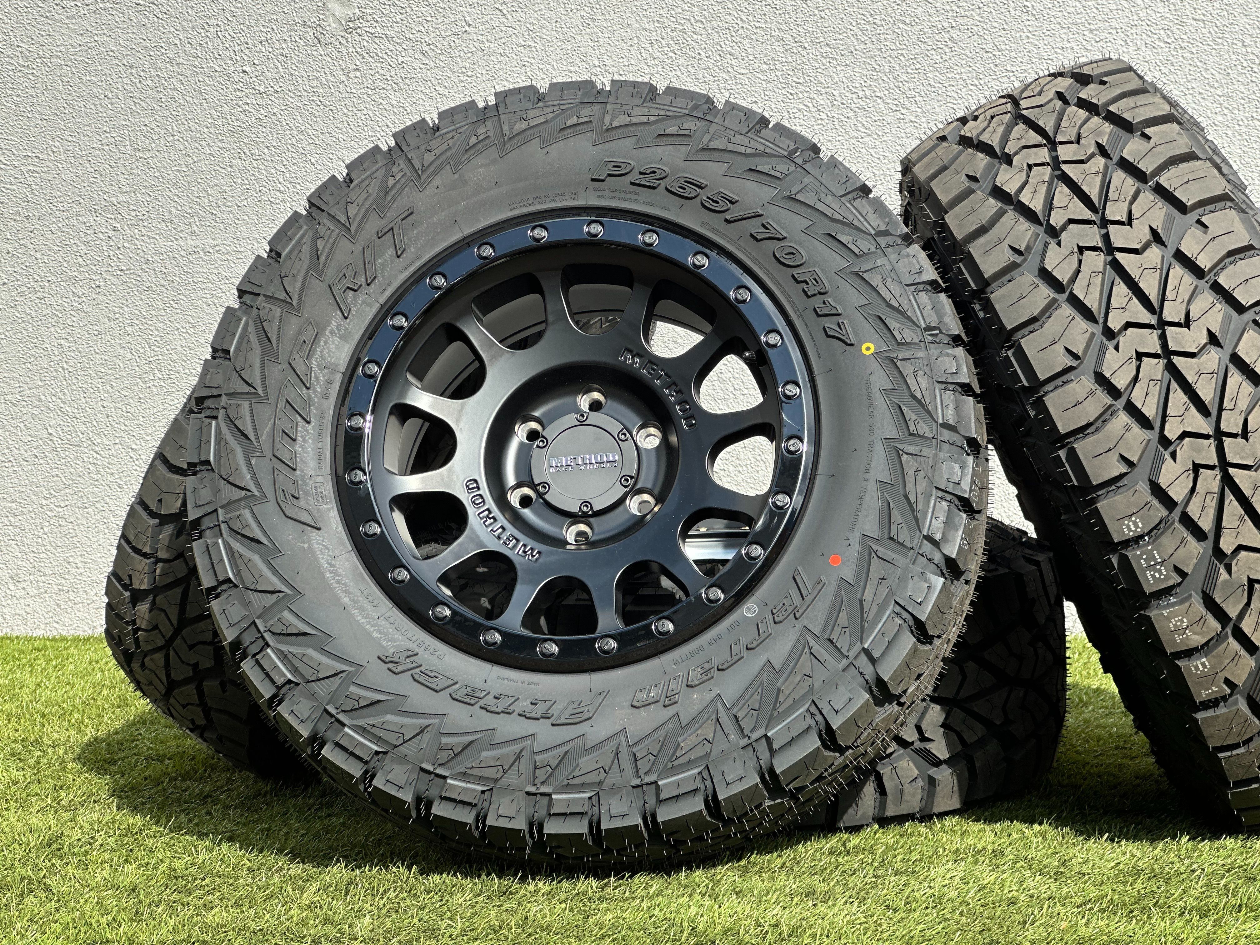 New 17” Method MR305 Rims 6x5.5 Toyota Tacoma 4Runner Wheels AMP R/T 265/70R17 Tires GX470 GX460