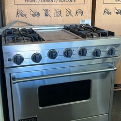 Viking 36”Wide Dual Fuel Range Stove In Stainless Steel