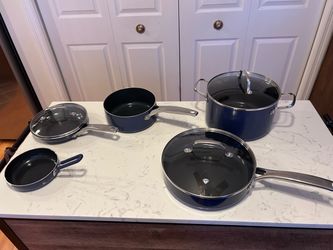 Blue Nonstick Cookware Set with Lids