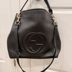 Gucci Soho Black Pebbled Leather Large Handle Shoulder Crossbody Hobo Bag