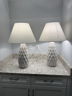 Pair of Modern White Ceramic Table Lamps