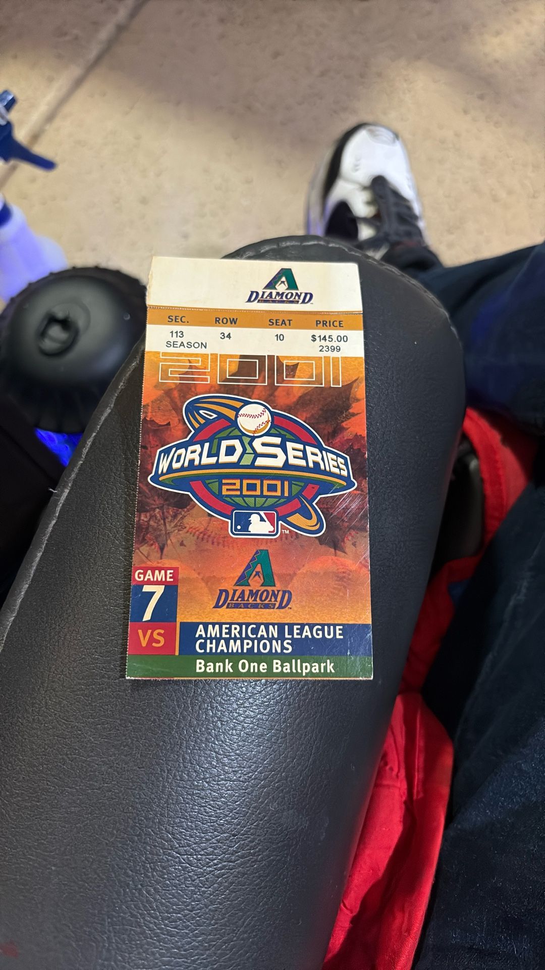 2001 Arizona Diamond Backs Game 7 Ticket