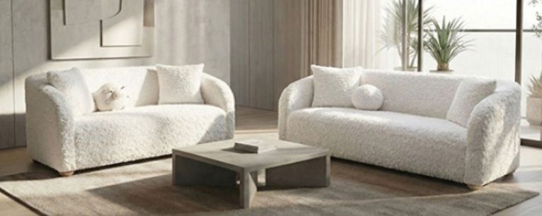 Brand New White Super Plush Sofa & Loveseat (Pillows Included)