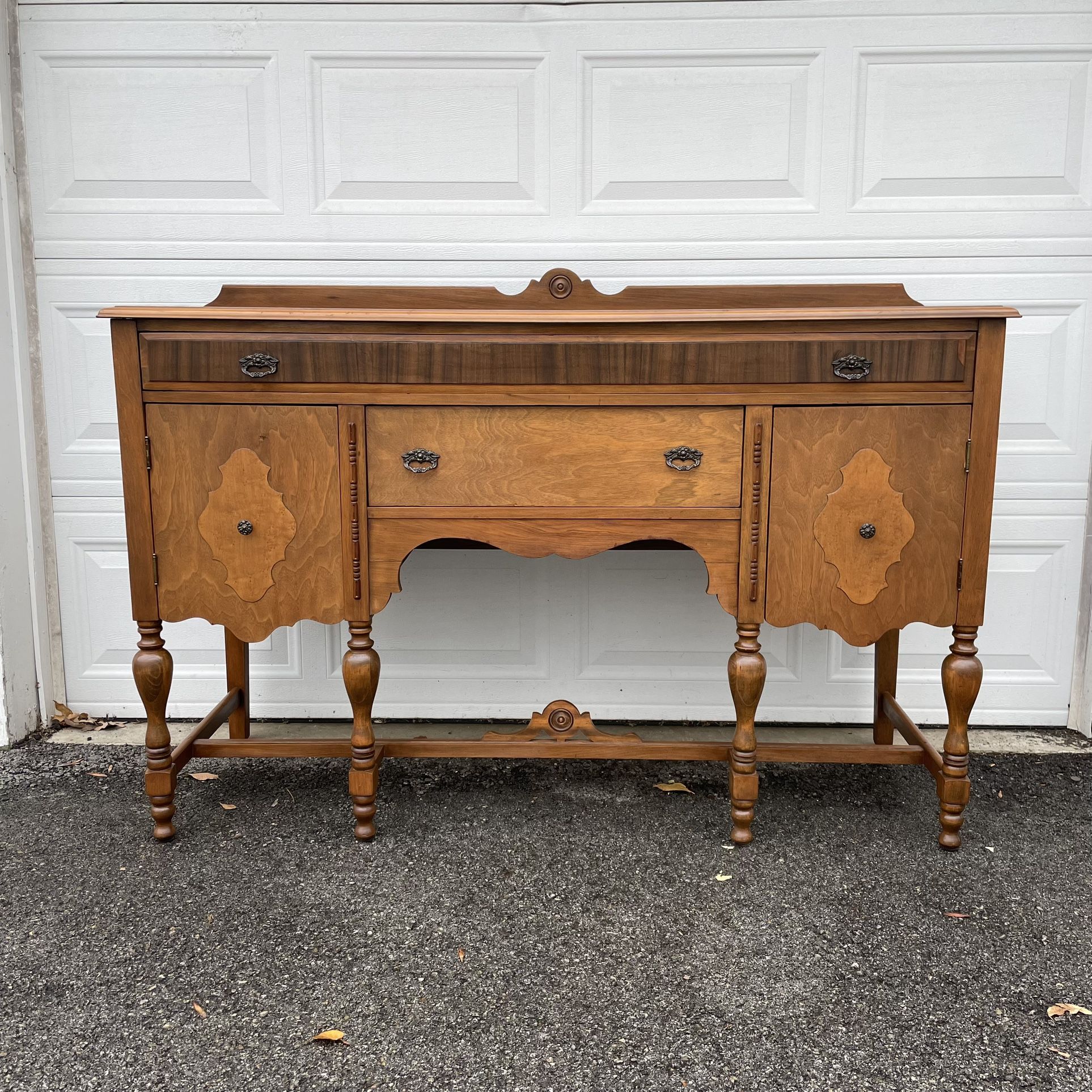 Antique Walnut Sideboard Buffet Server Cabinet