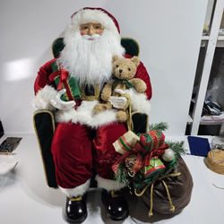 32 Inch Red Velvet Sitting Santa In Chair