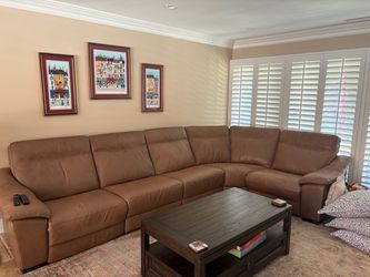 Genuine leather reclining sectional
