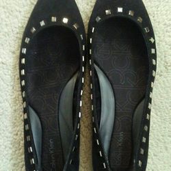 Calvin Klein black suede flats
