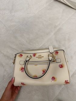 Coach White Floral Print Satchel Handbag