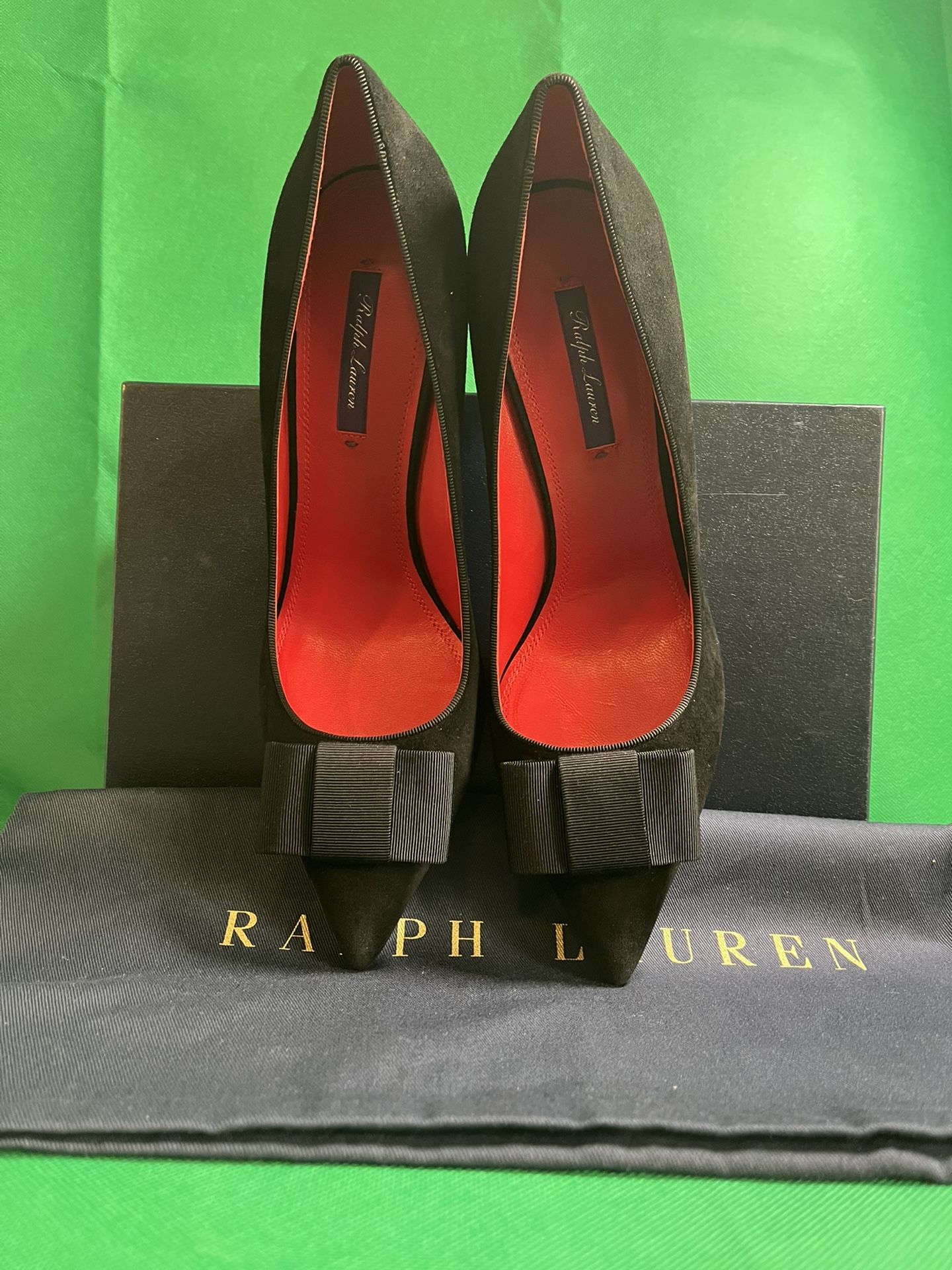 Ralph Lauren Purple Label Black Ceara Suede Pumps