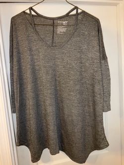 Terra & Sky Gray 3/4 Sleeve Top size 1x(16w-18w)