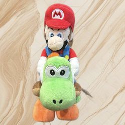 SUPER MÁRIO BROS PLUSH.MARIO RIDING YOSHI STUFFED ANIMAL SANEI CO JAPAN 8”