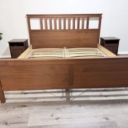 IKEA king size bed frame + 2 nightstands