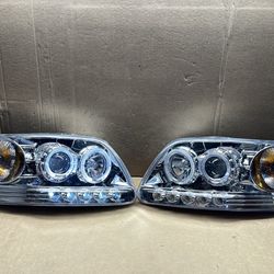 #OH204 97-03 FORD F150 97-02 FORD EXPEDITION HALO LED HALOGEN HEADLIGHT PAIR