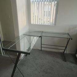 L-Shaped Glass Desk