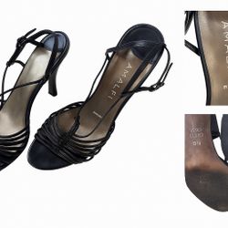 Amalfi by Rangoni Black Leather Strappy Heels – Size [7B] – Made in Italy