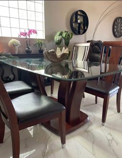Glass Top Dining Table with 4 Chairs
