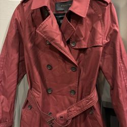 Coach Classic Short Belted Trench Coat Rosewood Red Color Size Large New without Tags