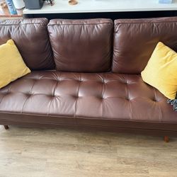 82 Inch Genuine Leather Sofa