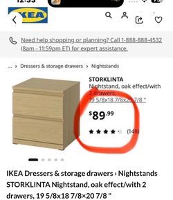 IKEA STORKLINTA Nightstand with 2 Drawers