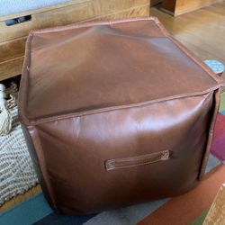 Faux Leather Pouf 