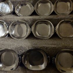 Set Of 11 Stainless Steel Solid / Dessert Plates