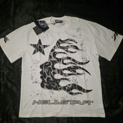 Hellstar Thorn Glitter T-Shirt, White, Sizes S, L, & XL