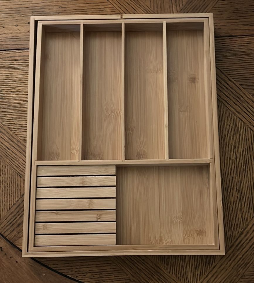 VaéFae: Wood & Bamboo Expandable Utensil/Drawer Organizer, Removable Knife Block