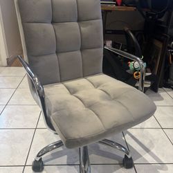 Gray Suede Rolling Chair 