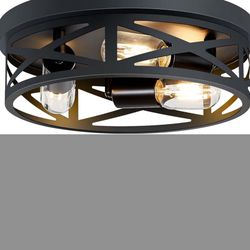 Flush Mount Ceiling Light Fixture,3-Light Ceiling Light Fixture,Black Hallway Light Fixtures Ceiling,Light Fixtures Ceiling Mount for Kitchen,Farmhous