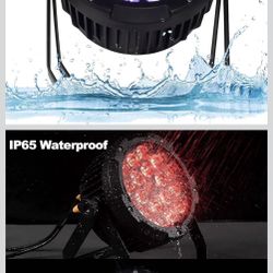SHEHDS Par IP65 Waterproof Outdoor LED 18x18W RGBWA+UV Colors Uplights Wash/Strobe Stage DMX512 Sound Activated Fanless Muted DJ Lights for Christmas 