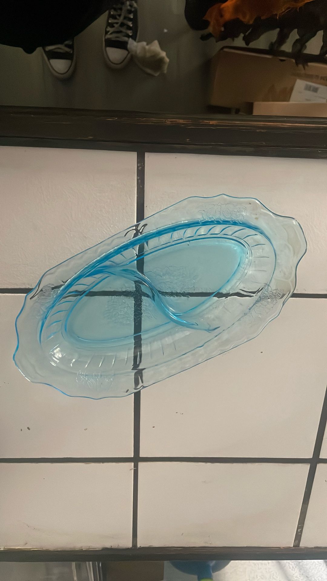 Vintage collectible Rare blue depression glass