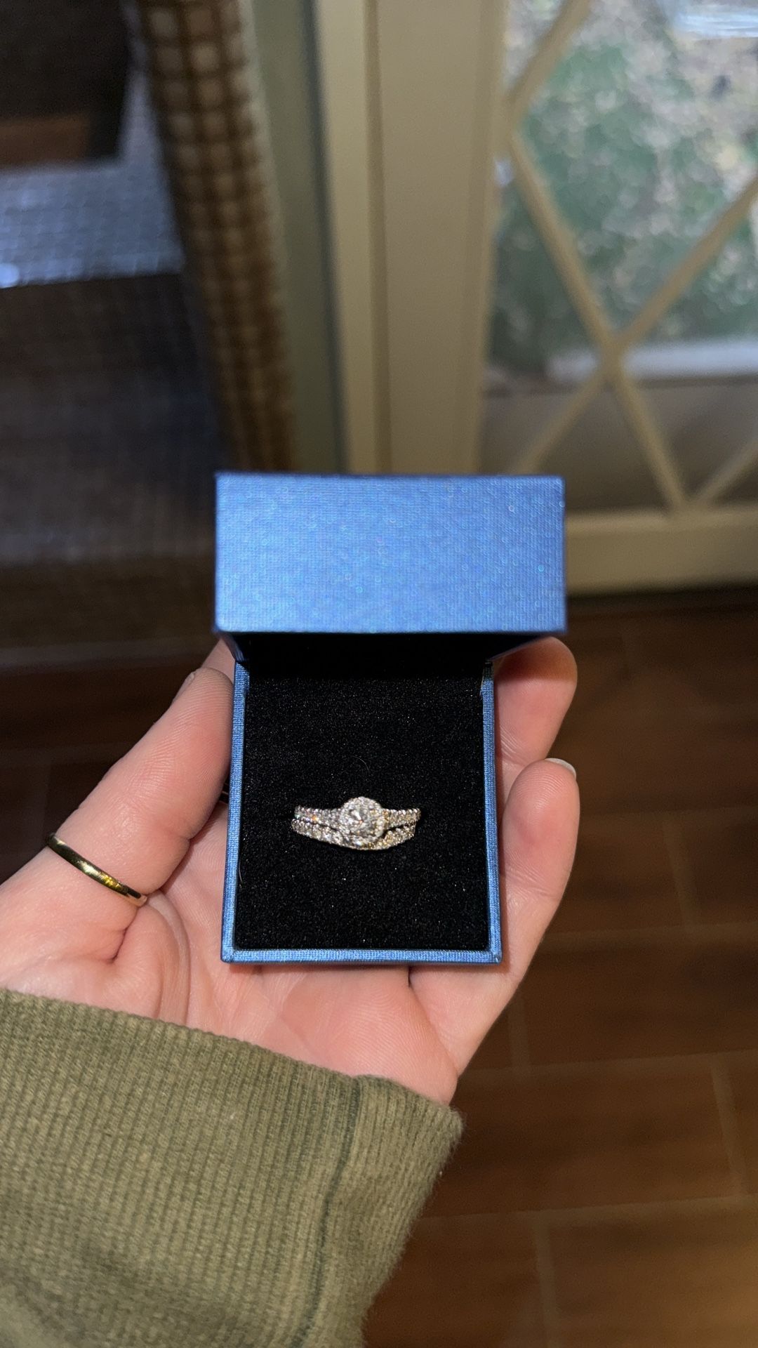 White Gold Diamond Engagement Ring With Matching Band