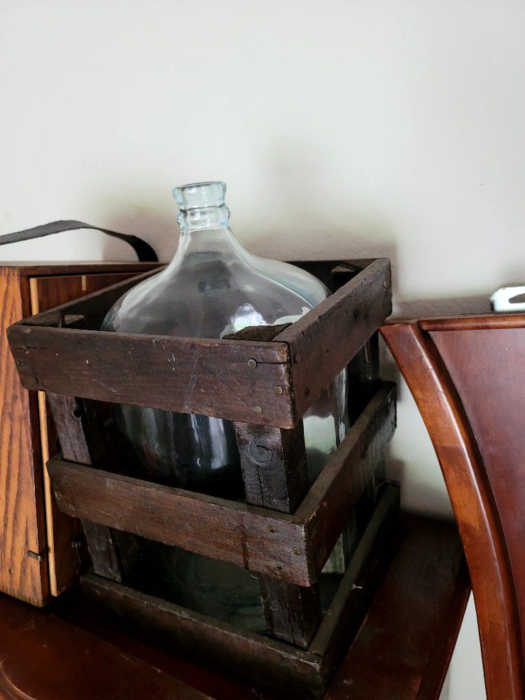 Antique Bottle And Wooden Case