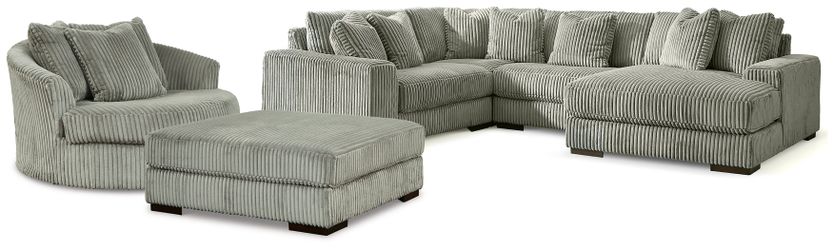 Lindyn Fog 4-Piece Sectional, Chair and Ottoman