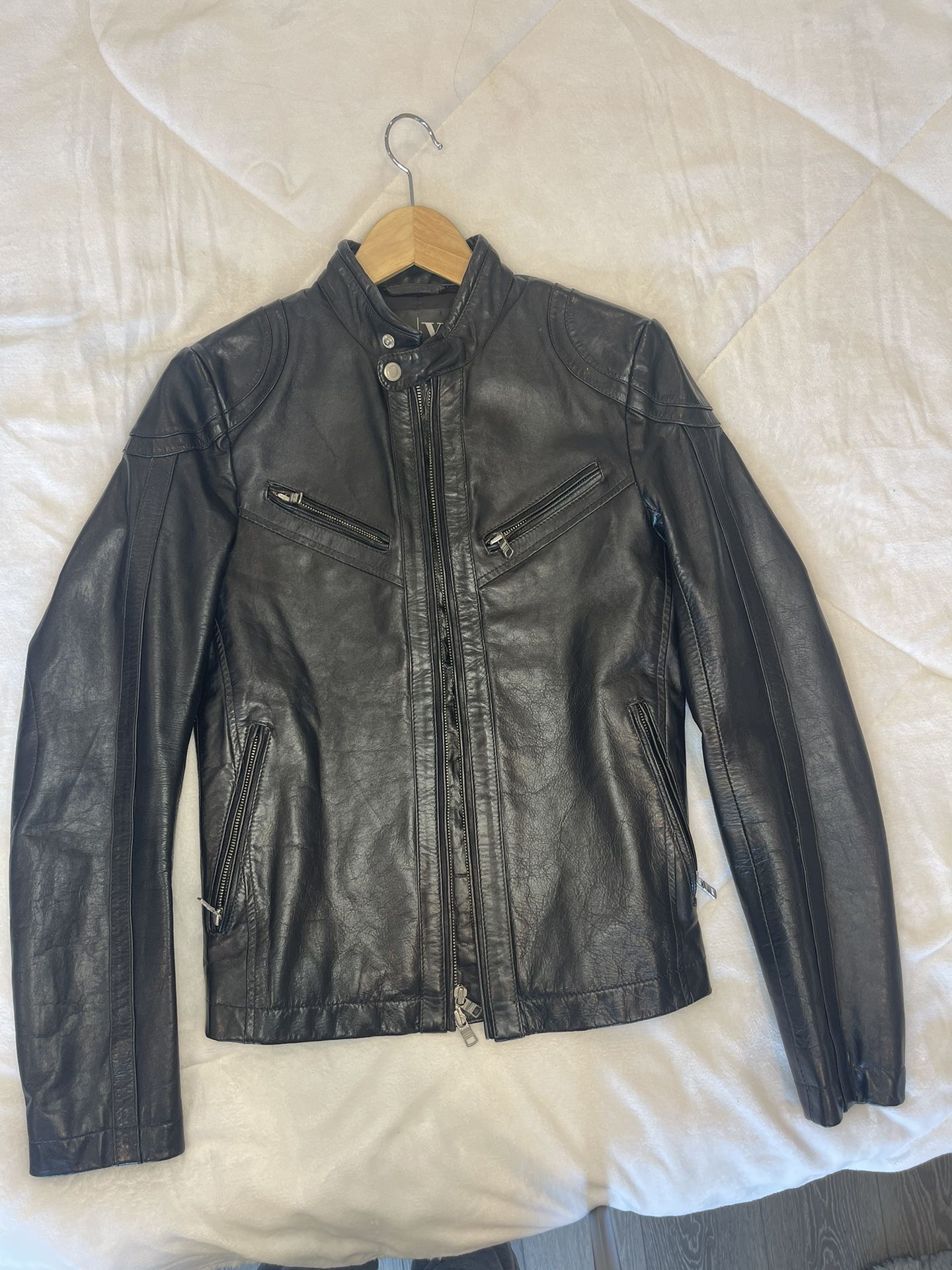 Armani Exchange Leather Jacket Black 