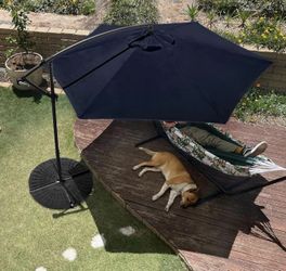 NEW Outdoor Patio Umbrella 10FT W/ Crank Lift, Outdoor Over Hang Umbrella - Navy !