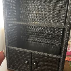 Black Wicker Hanging Cabinet / Medicine Cabinet