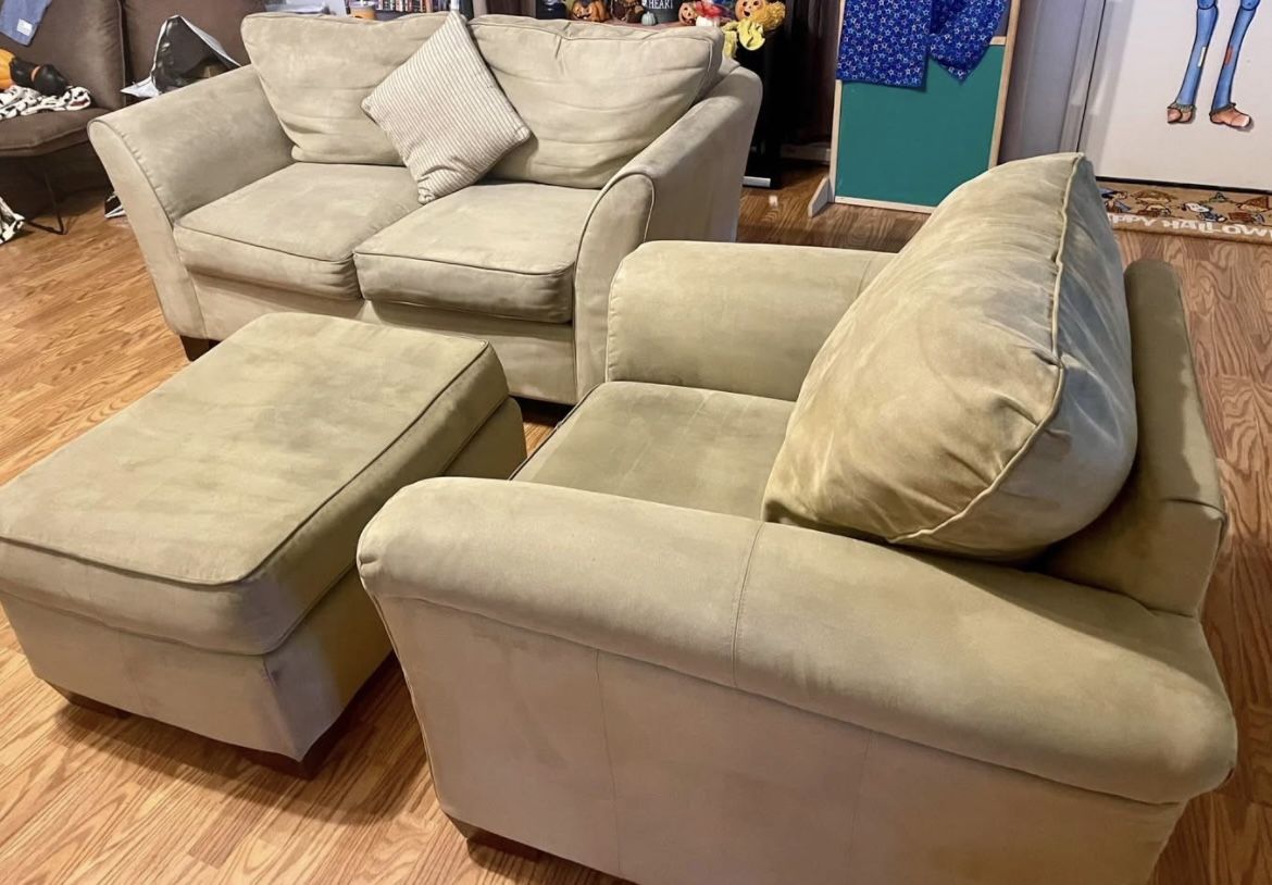 Love seat couch With Chair and ottoman