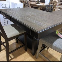 Large Table / Kitchen Island + 2 High top Chairs