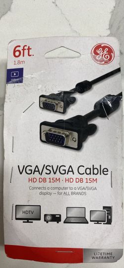 GE VGA/SVGA Cable 6ft HD DB15M