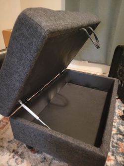 Dark Grey Storage Ottoman