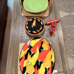 2002 Hand Painted Clay Kitchen Set “Caliente”
