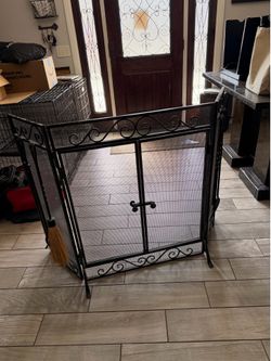 🔥 Wrought Iron Fireplace Screen with Tool Set 🔥