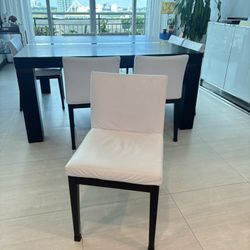 White leather dining chair  