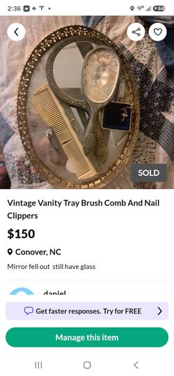 Vintage Vanity Tray Brush Comb And Nail Clippers