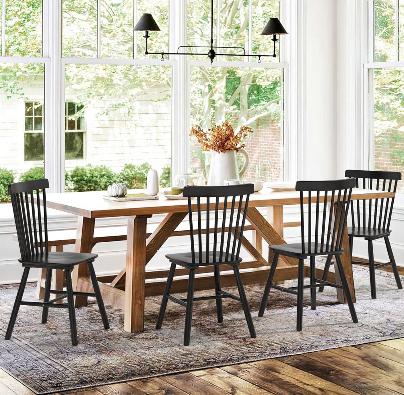 Windsor Dining Chair, Spindle Back Wood Dining Chair