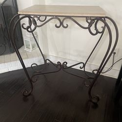 Wrought Iron Table with Marble Top