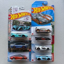 Lot of 7 Hotwheels McLaren P1 Senna Speedtail and F1 GTR