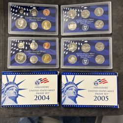 2004 & 2005 U.S. Proof Sets in OGP -- 22 TOTAL PERFECT PROOF COINS! — SHIPPING AVAILABLE!!